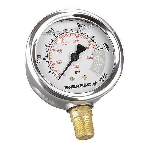 Manomètre hydraulique 0 à 700 bar et 0 à 10 000 psi. 1/4'' NPT. diamètre 63 mm