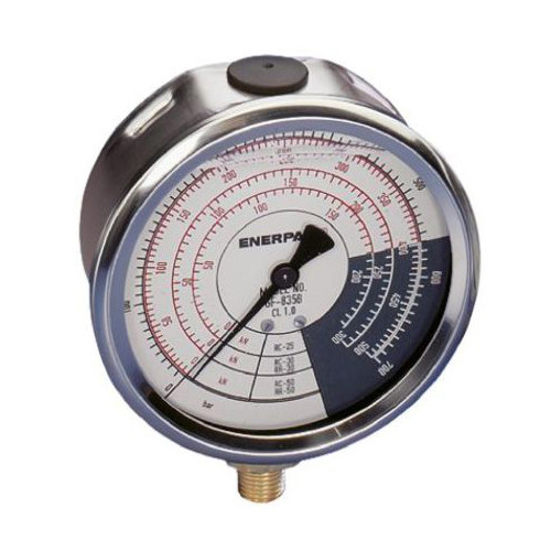Manomètre hydraulique 0 à 700 bar et 0 à 100 kN. 1/2'' NPTF. diamètre 100 mm