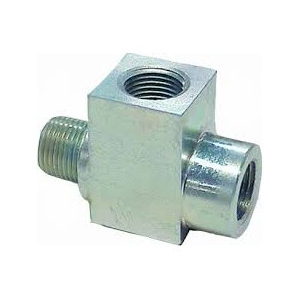 Raccord en té 3/8'' NPT femelle - 3/8'' NPT mâle. pression max : 700 bar
