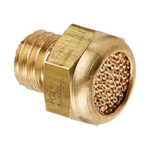 Silencieux compact en bronze fritté. BSPP mâle