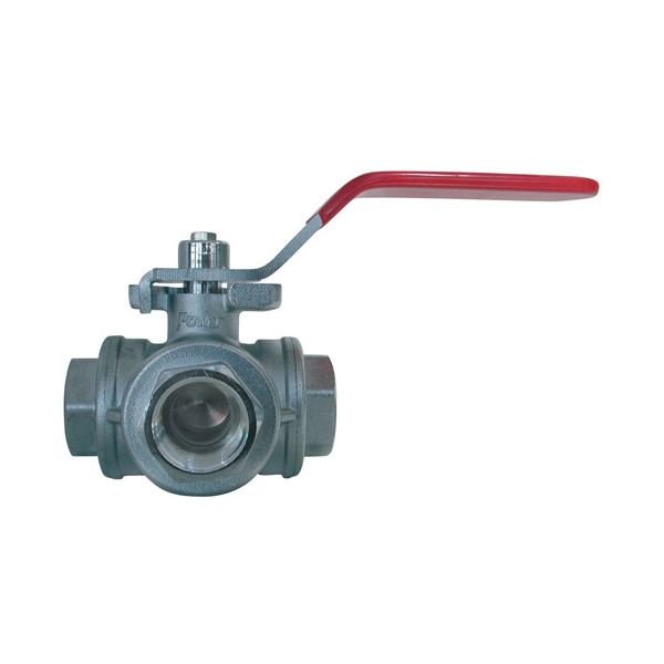 Vanne 3 voies 1/4'' Gaz femelle en laiton. passage en T