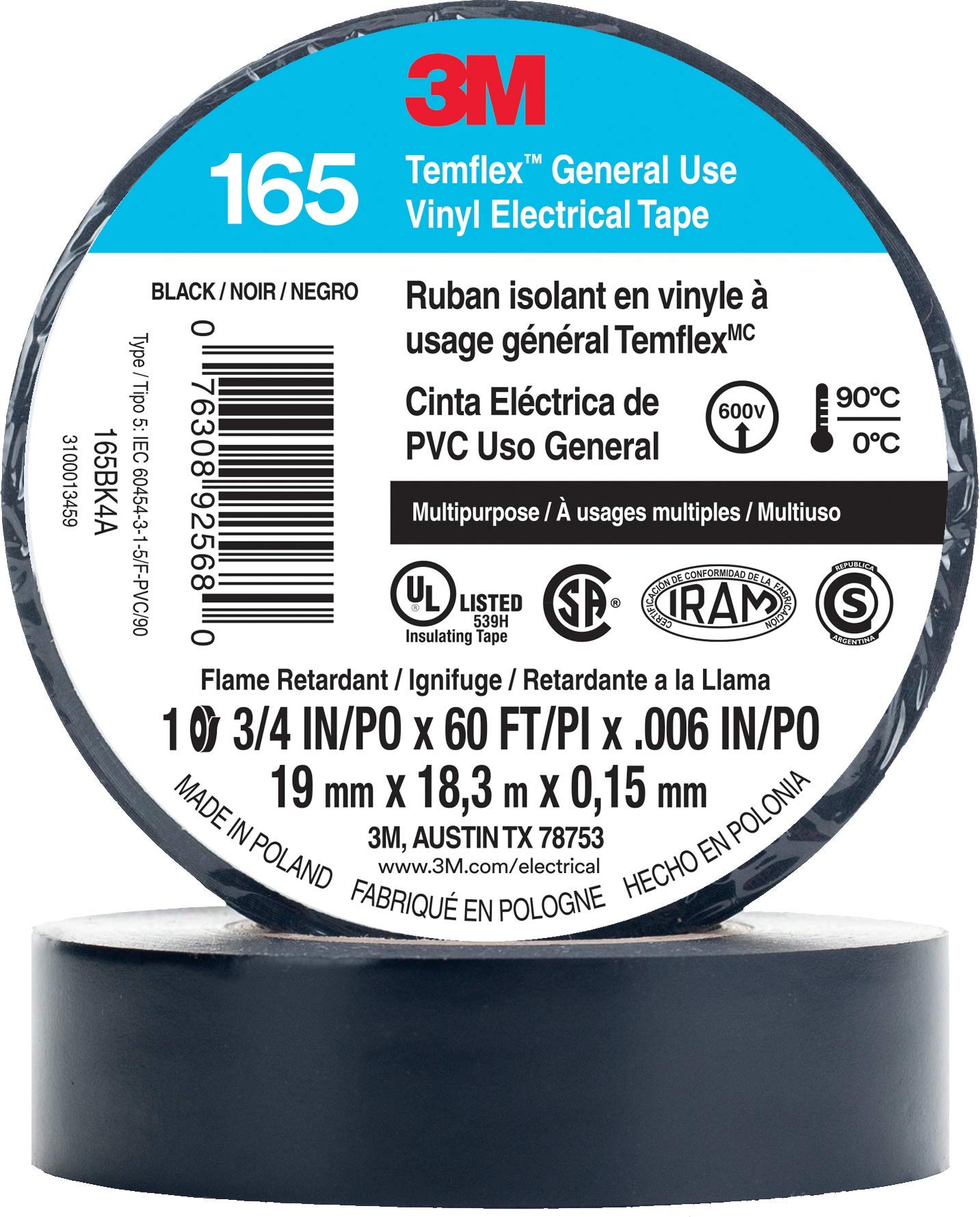 RUBAN ELECTRICIEN NOIR 3/4 X 60pi